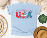 God Bless The USA Red graphic tee in Chambray