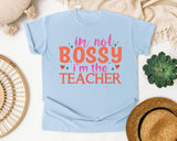 I'm Not Bossy I'm The Teacher Retro graphic tee in Chambray