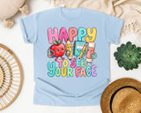 Happy To See Your Face Pastel graphic tee in Chambray