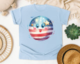 Patriotic Smiley Ball graphic tee in Chambray