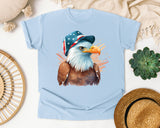 Eagle In Flag Hat Brown graphic tee in Chambray