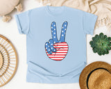 American Flag Peace Sign graphic tee in Chambray
