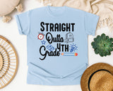 Straight Outta 4th Grade Alarm Clock graphic tee in Chambray