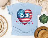 Patriotic Heart With Eyes graphic tee in Chambray