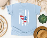 Flying Eagle American Flag graphic tee in Chambray