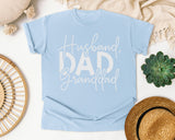Husband Dad Granddad White graphic tee in Chambray