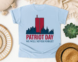 Patriot Day We Will Never Forget Red 4 graphic tee in Chambray