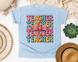 Teacher Teacher Teacher graphic tee in Chambray
