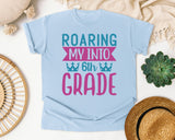 Roaring My Into 6th Grade graphic tee in Chambray