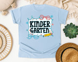 Kindergarten Notebook Bow graphic tee in Chambray
