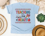 Teaching Is A Work Of Heart Grey 2 graphic tee in Chambray