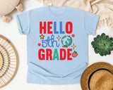 Hello 5th Grade Globe graphic tee in Chambray