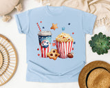 Patriotic Movie Snacks graphic tee in Chambray