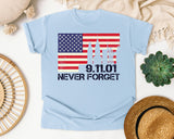 Never Forget Red 2 graphic tee in Chambray