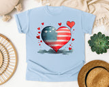 Patriotic Flag Heart graphic tee in Chambray