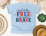 Land Of The Free Because Of The Brave Grey graphic tee in Chambray