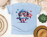 Patriotic Character With Flag graphic tee in Chambray