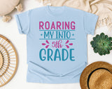 Roaring My Into 5th Grade graphic tee in Chambray