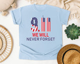 We Will Never Forget Red graphic tee in Chambray