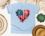American Flag Heart Red graphic tee in Chambray