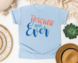 Best Teacher Ever Script graphic tee in Chambray