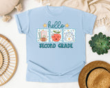 Hello Second Grade Frames graphic tee in Chambray