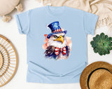 Eagle In Patriotic Hat graphic tee in Chambray