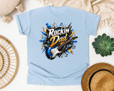 Rockin Dad graphic tee in Chambray