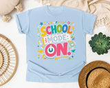 School Mode On graphic tee in Chambray