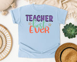 Teacher Best Ever graphic tee in Chambray