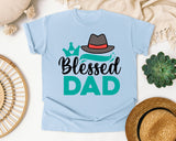 Blessed Dad White graphic tee in Chambray