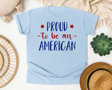 Proud To Be An American Grey graphic tee in Chambray