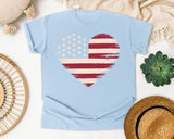 American Flag Heart Red 4 graphic tee in Chambray