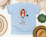 Patriotic Girl With Sunglasses graphic tee in Chambray