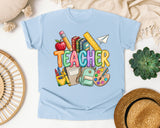 Teacher Supplies graphic tee in Chambray