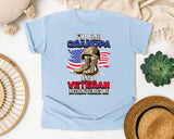 I'm A Dad Grandpa And A Veteran Nothing Scares Me Grey graphic tee in Chambray