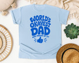 World's Okayest Dad And Proud Of It Blue graphic tee in Chambray