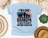 I'm A Dad Grandpa And A Veteran Nothing Scares Me Black graphic tee in Chambray