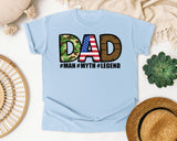 Dad Man Myth Legend Brown 2 graphic tee in Chambray