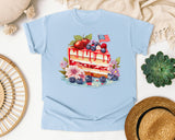 Patriotic Berry Cake Slice graphic tee in Chambray