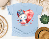 Patriotic Kid With Heart graphic tee in Chambray