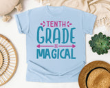 Tenth Grade Is Magical Script graphic tee in Chambray