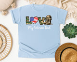 Love My Veteran Dad graphic tee in Chambray