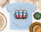 I'm Not Drunk I'm Patriotic White graphic tee in Chambray