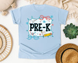 Pre-K Notebook Bow graphic tee in Chambray