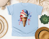 Patriotic Ice Cream Cone Grey graphic tee in Chambray
