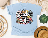 Teacher Life Pencils graphic tee in Chambray