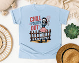 Chill The Fourth Out Grey 4 graphic tee in Chambray