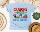 Crayons Books And New Looks graphic tee in Chambray