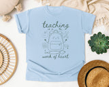 Teaching Is A Work Of Heart Grey 3 graphic tee in Chambray
